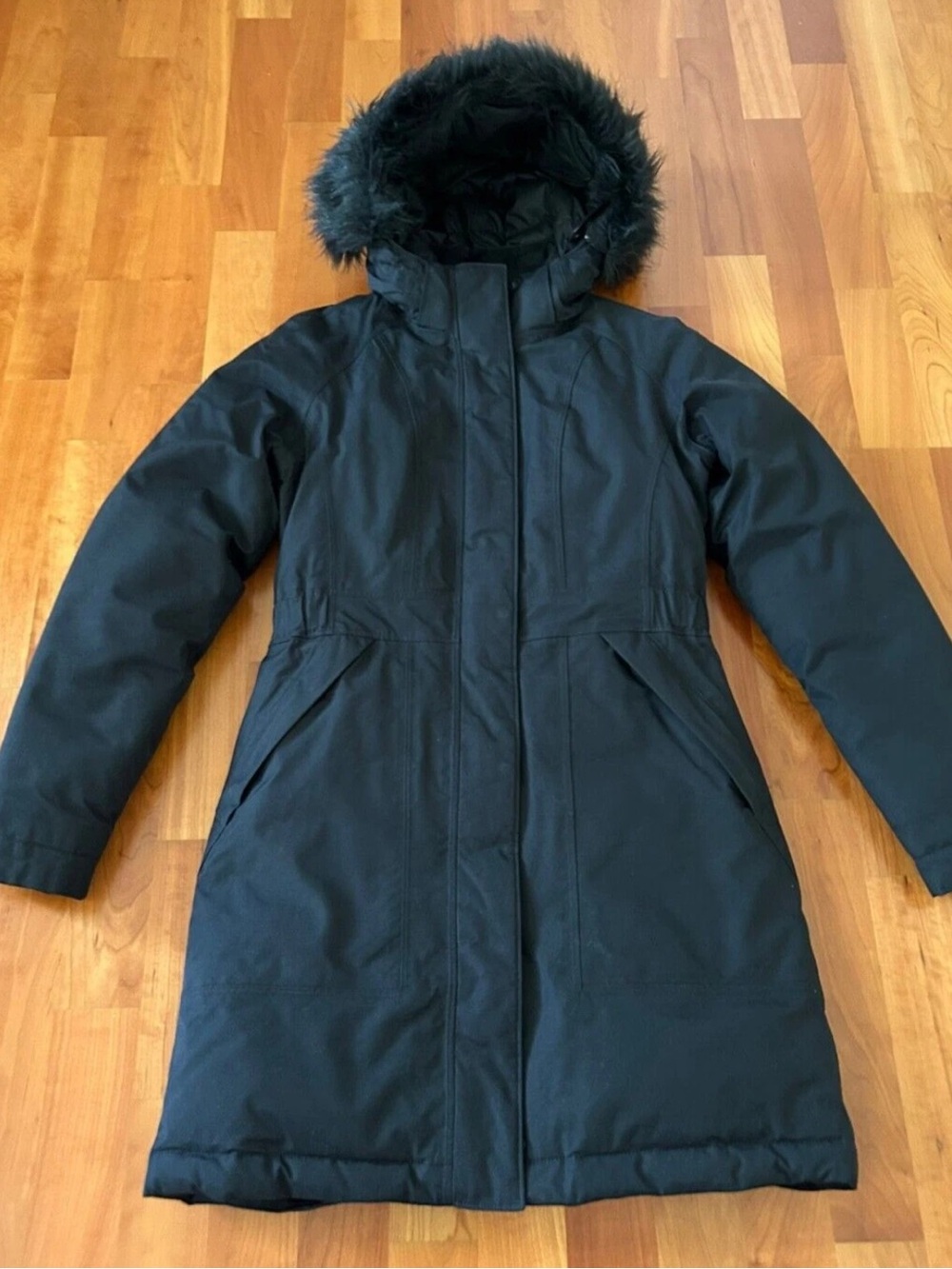 The North Face Black Goose Down HyVent Parka Removable Faux Fur Hood - Medium